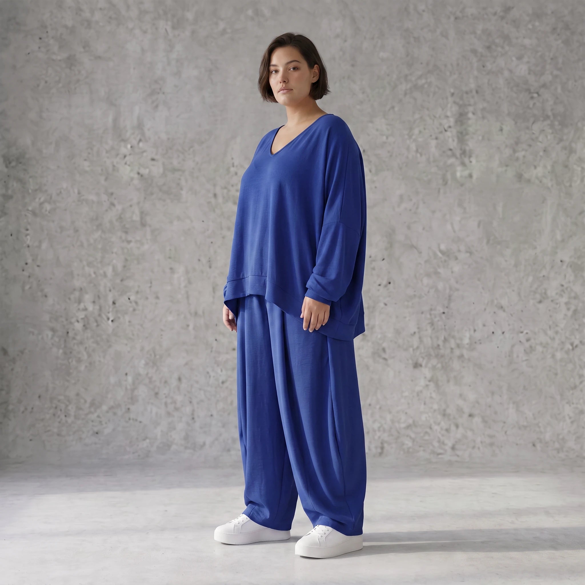 Royalblau Leinenueberwurf Oversize Lagenlook leger ausgefallen zeitlos luftig leicht