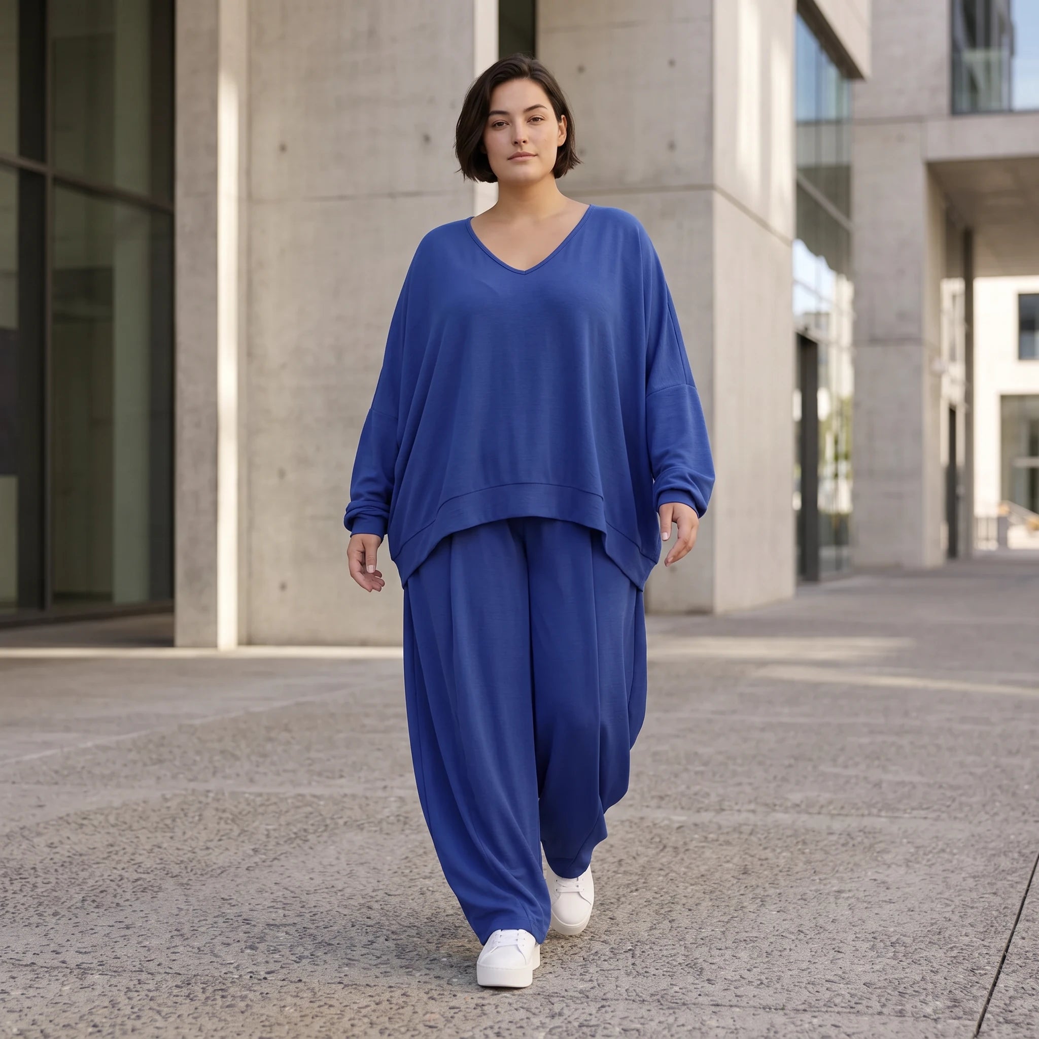 Royalblau Leinenueberwurf Oversize Lagenlook leger ausgefallen zeitlos luftig leicht