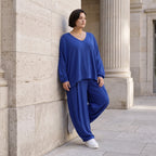 Royalblau Leinenueberwurf Oversize Lagenlook leger ausgefallen zeitlos luftig leicht