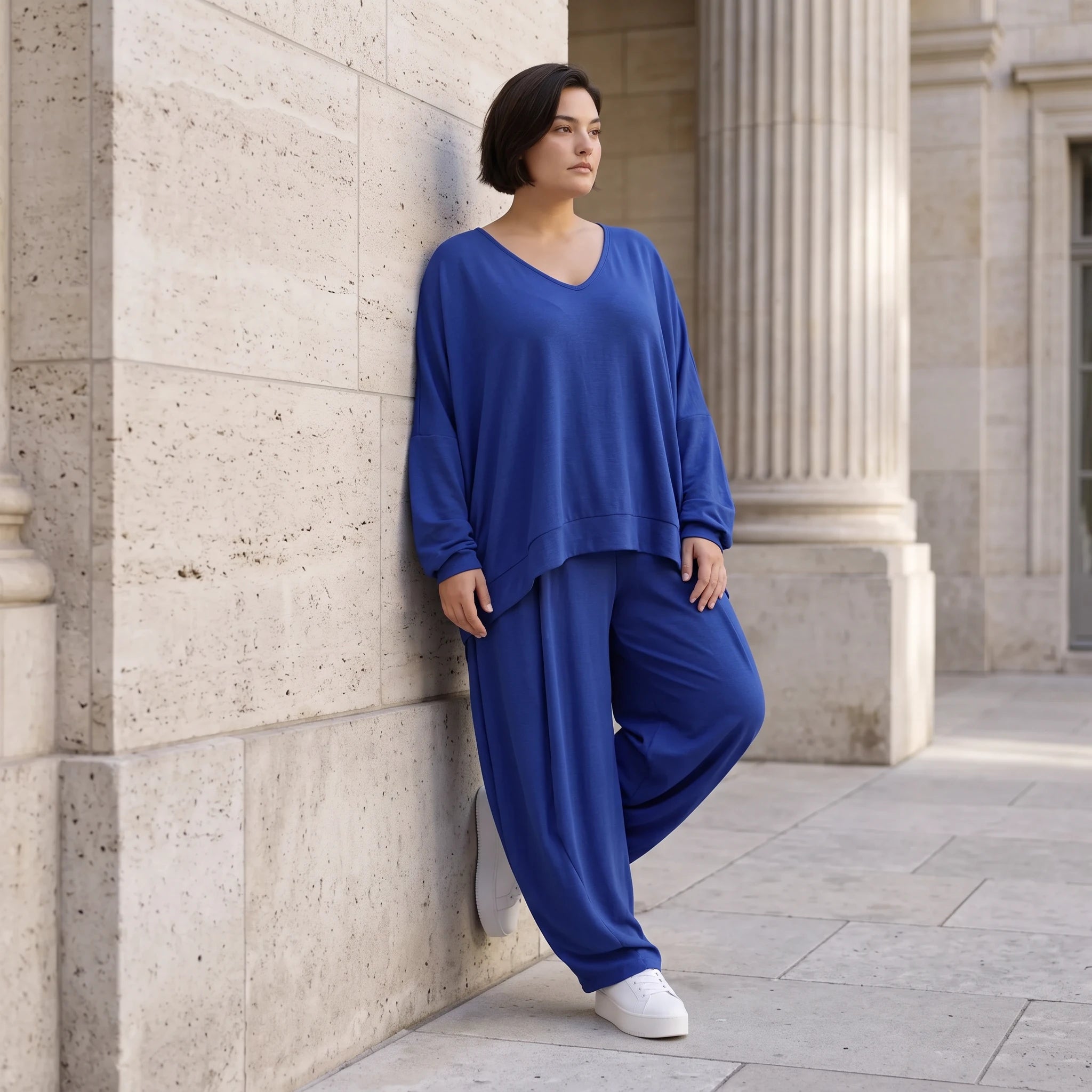 Royalblau Leinenueberwurf Oversize Lagenlook leger ausgefallen zeitlos luftig leicht