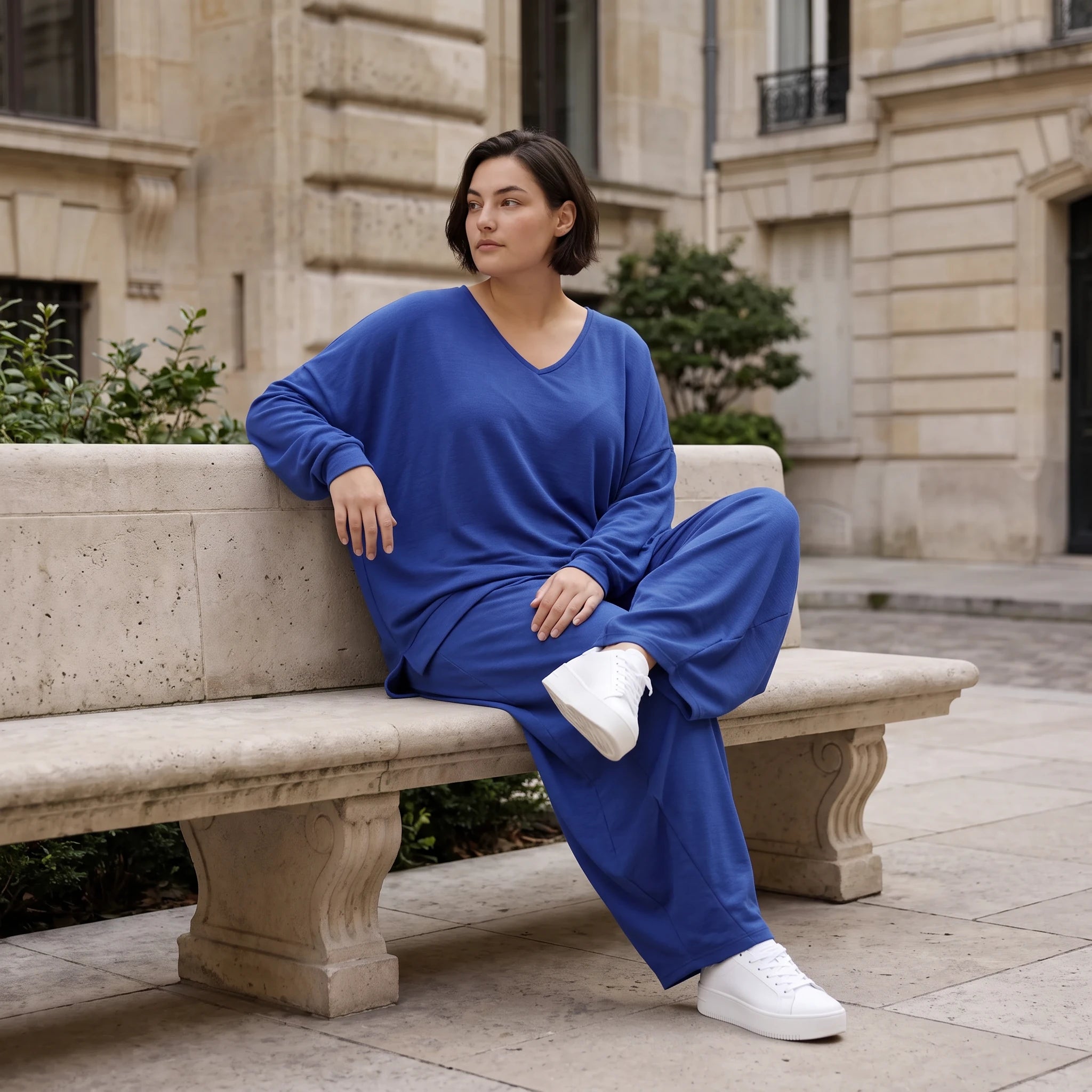 Royalblau Leinenueberwurf Oversize Lagenlook leger ausgefallen zeitlos luftig leicht