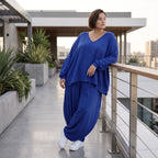 Royalblau Leinenueberwurf Oversize Lagenlook leger ausgefallen zeitlos luftig leicht
