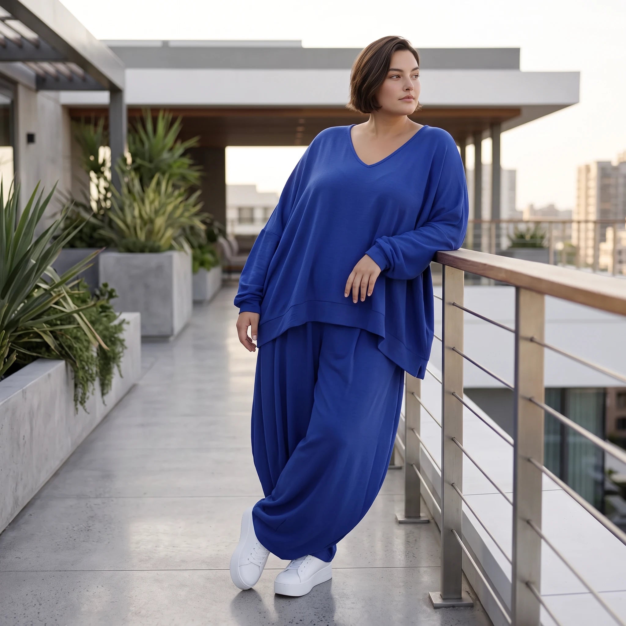 Royalblau Leinenueberwurf Oversize Lagenlook leger ausgefallen zeitlos luftig leicht