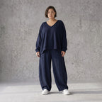 Leichter Lagenlook Überwurf in Marine mit Leinenanteil Oversize zeitlos leger modern neu