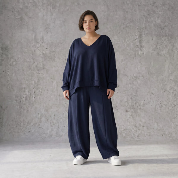 Leichter Lagenlook Überwurf in Marine mit Leinenanteil Oversize zeitlos leger modern neu