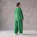 Leinenlook Überwurf im Lagenlook Oversize locker luftig elegant edel fein in Smaragdgrün