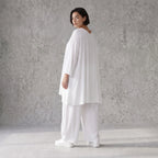 Zeitloses Weißes Leinenlook Shirt in A-Linie leger Oversize Lagenlook federleicht luftig