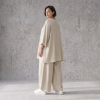 Beige Leinenlook Shirt im legeren Lagenlook Oversize A-Linie zeitlos elegant fliessend