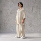 Beige Leinenlook Shirt im legeren Lagenlook Oversize A-Linie zeitlos elegant fliessend