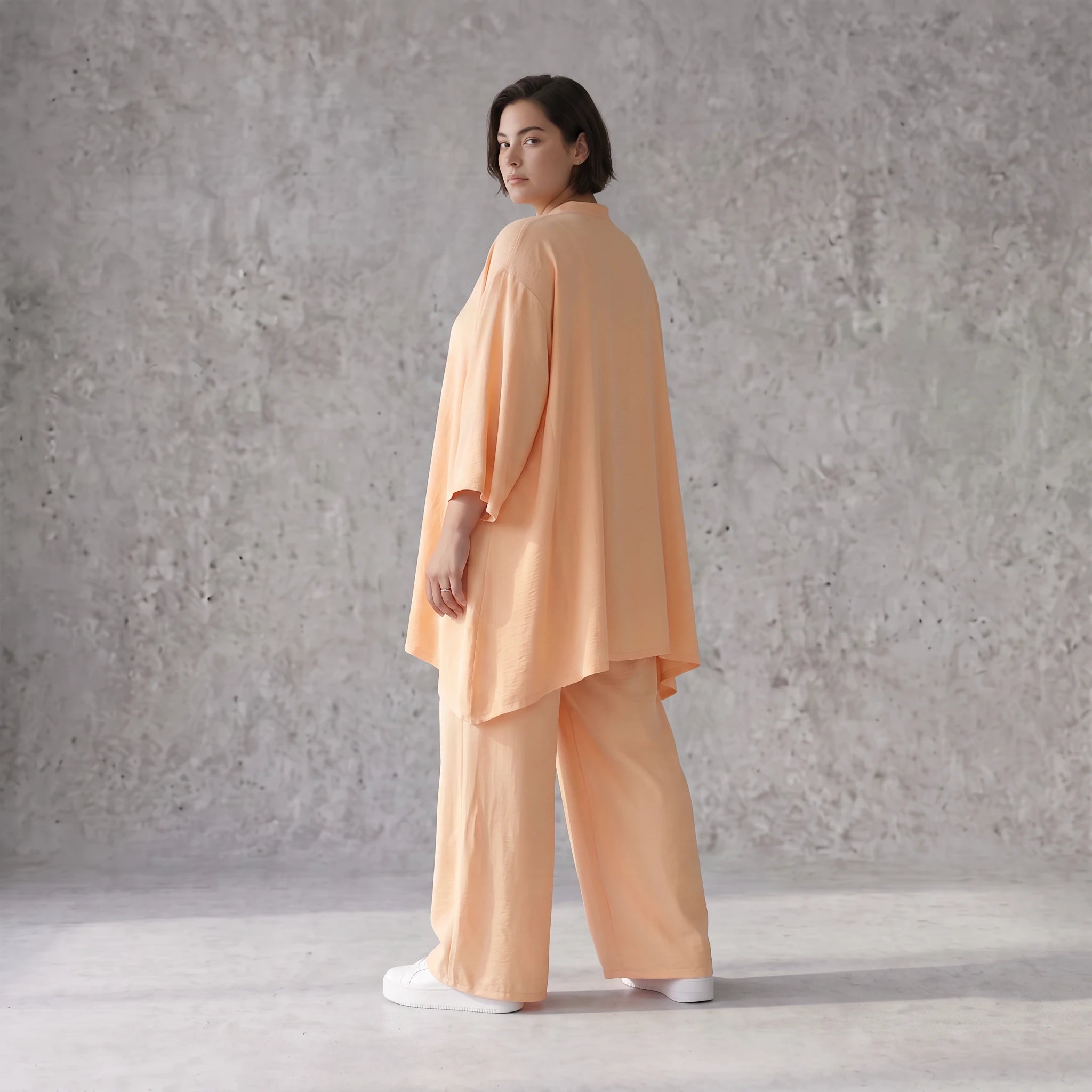 Locker fallendes Mauve Leinen Shirt im Lagenlook A-Linie Oversize sehr zeitlos leger chic