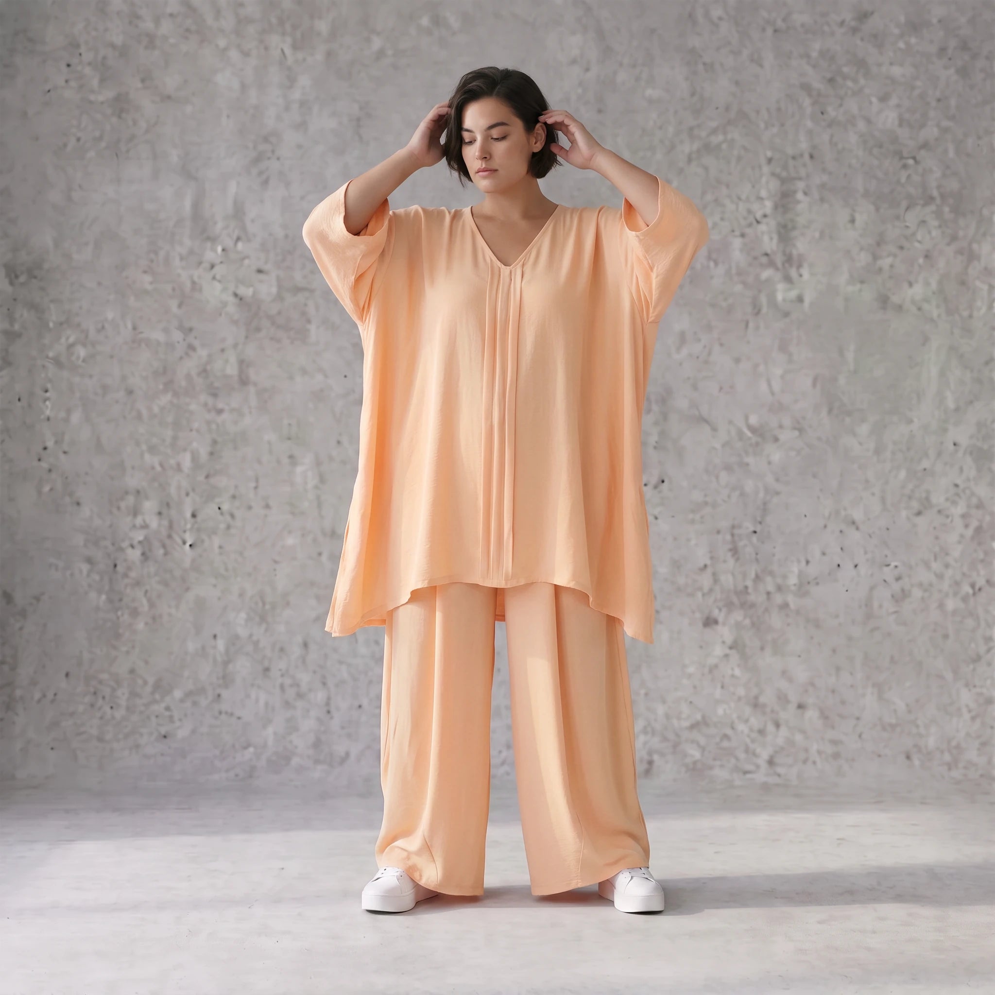 Locker fallendes Mauve Leinen Shirt im Lagenlook A-Linie Oversize sehr zeitlos leger chic
