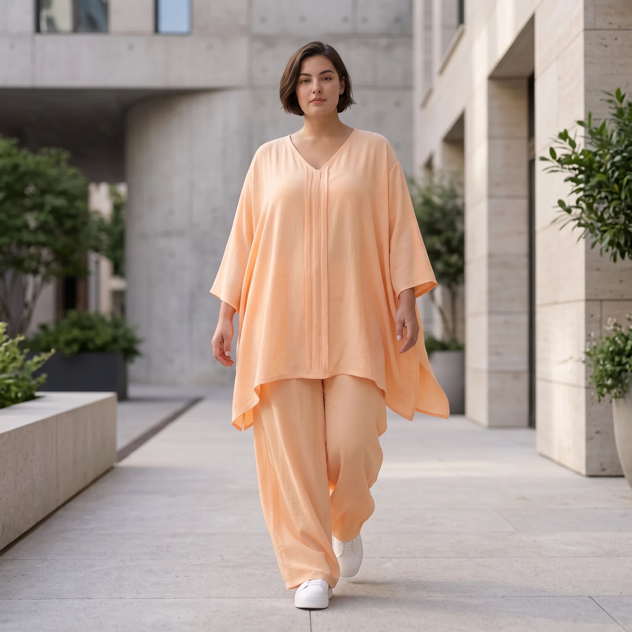 Locker fallendes Mauve Leinen Shirt im Lagenlook A-Linie Oversize sehr zeitlos leger chic