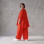 Leichtes Hellrot sehr Leinenlook Shirt in A-Linie fuer legeren Lagenlook zeitlos Oversize