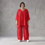 Fuchsia Lagenlook Shirt in A-Linie mit Biesen luftig leicht Oversize fliessend sommerlich