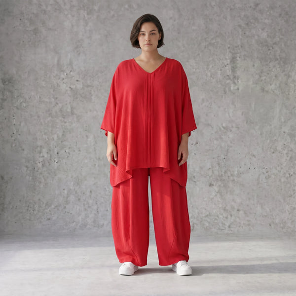 Fuchsia Lagenlook Shirt in A-Linie mit Biesen luftig leicht Oversize fliessend sommerlich