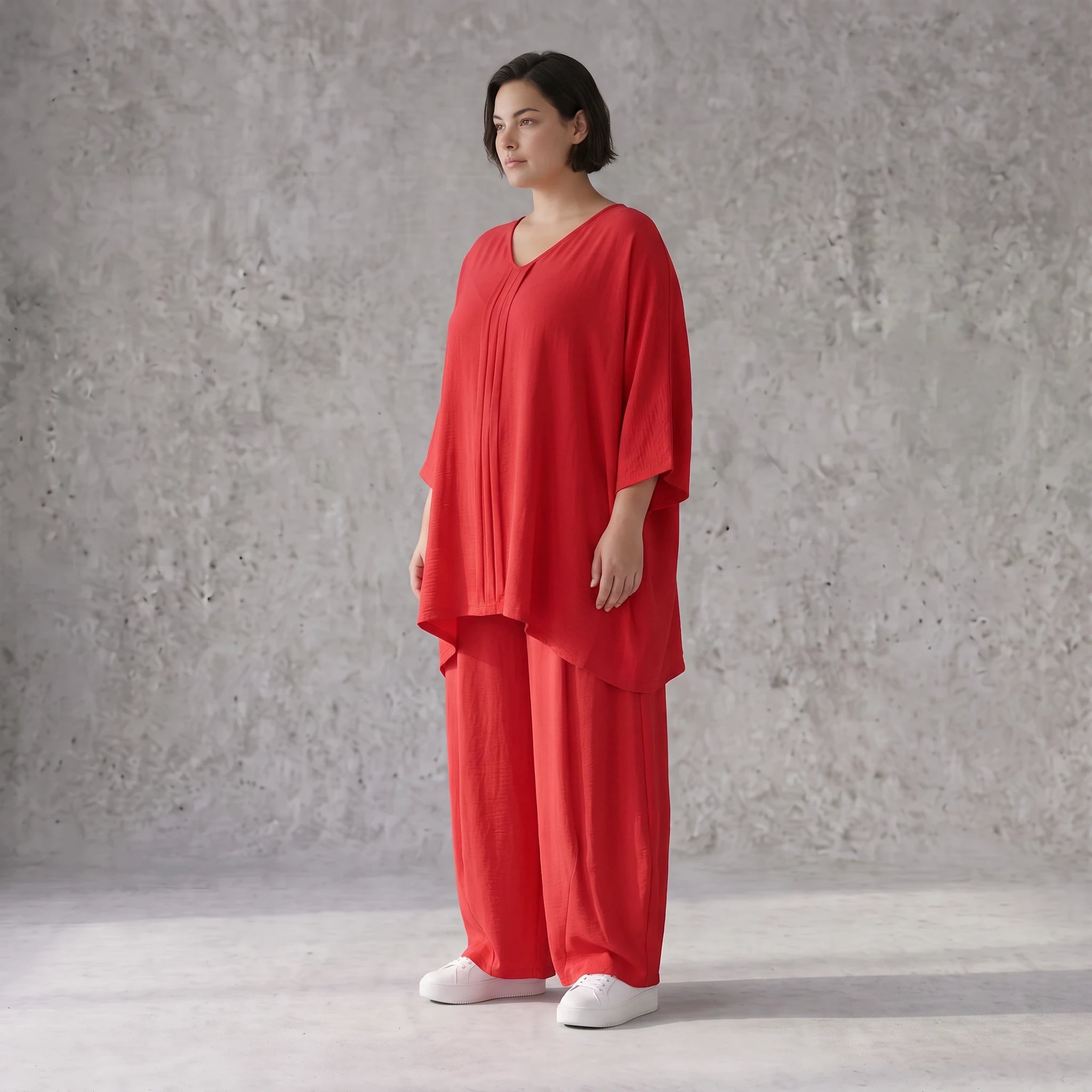 Fuchsia Lagenlook Shirt in A-Linie mit Biesen luftig leicht Oversize fliessend sommerlich