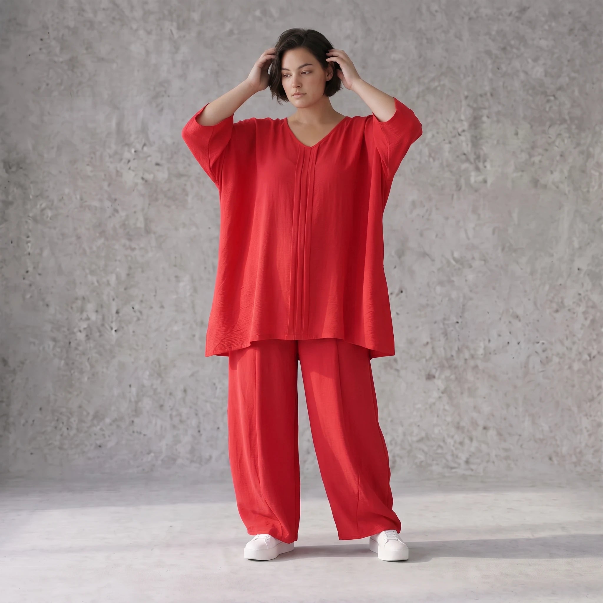 Fuchsia Lagenlook Shirt in A-Linie mit Biesen luftig leicht Oversize fliessend sommerlich