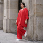 Fuchsia Lagenlook Shirt in A-Linie mit Biesen luftig leicht Oversize fliessend sommerlich