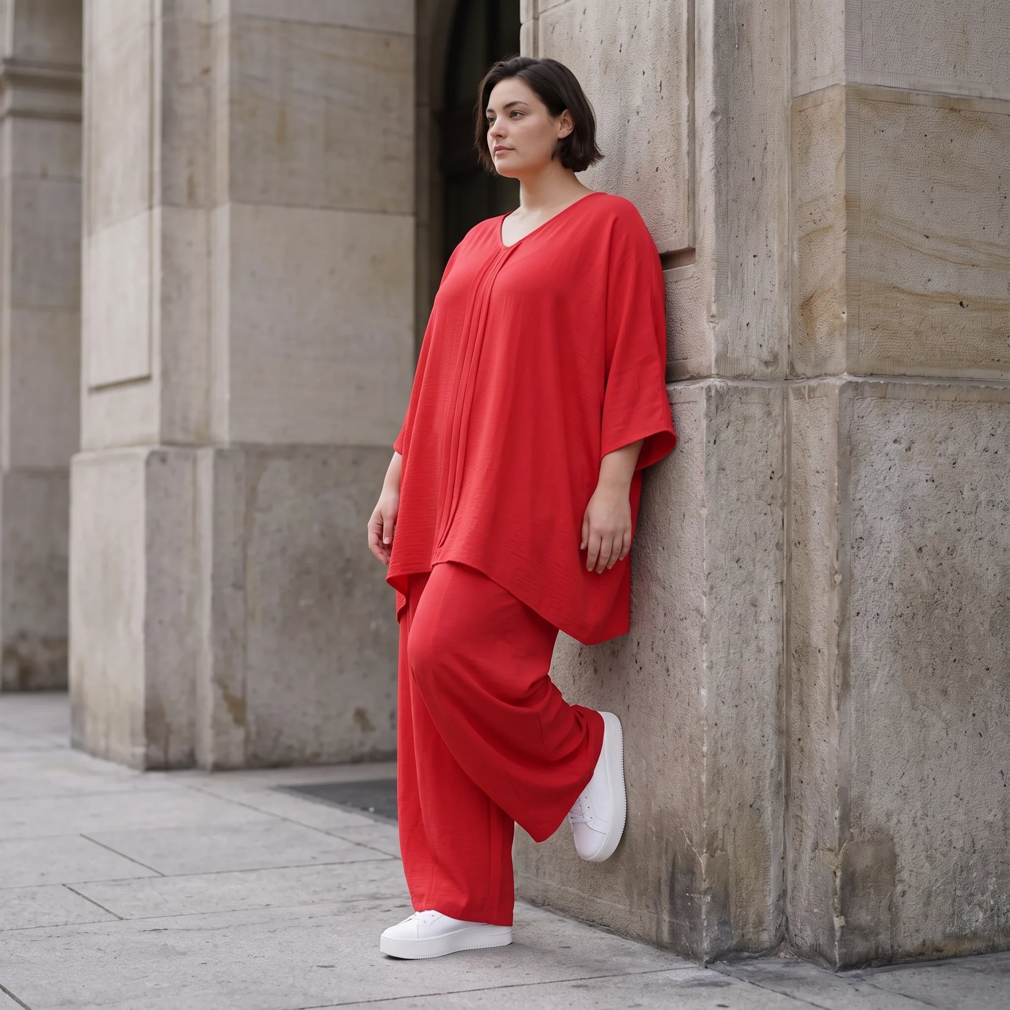 Fuchsia Lagenlook Shirt in A-Linie mit Biesen luftig leicht Oversize fliessend sommerlich