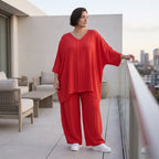 Fuchsia Lagenlook Shirt in A-Linie mit Biesen luftig leicht Oversize fliessend sommerlich