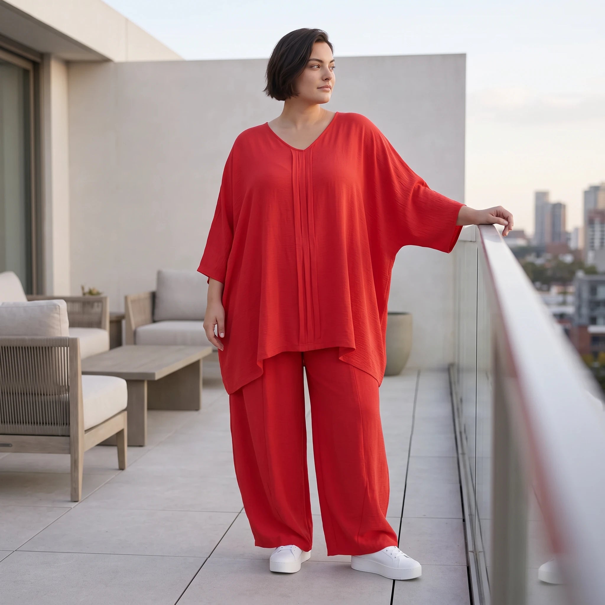 Fuchsia Lagenlook Shirt in A-Linie mit Biesen luftig leicht Oversize fliessend sommerlich