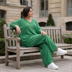Legeres Oversize Shirt in Smaragdgrün mit Leinenlook A-Linie und V-Ausschnitt zeitlos 89