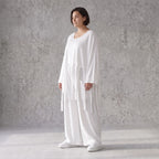 Weißer Oversize Überwurf im Lagenlook leger zeitlos luftig mit Fransen Crashoptik leicht