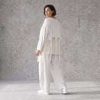 Zeitloser Oversize Lagenlook Überwurf in Creme leger luftig mit Fransen Detail fein soft