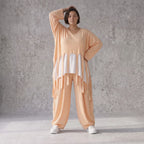 Lagenlook Oversize Überwurf in Mauve leger zeitlos mit Fransen leicht fliessend sommer