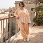 Lagenlook Oversize Überwurf in Mauve leger zeitlos mit Fransen leicht fliessend sommer