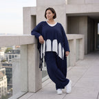Marine Lagenlook Ueberwurf Oversize leger mit Leinenoptik zeitlos besonders luftig weich