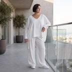 Zeitlos ausgefallene Oversize Ballonhose in Weiß entspannt Lagenlook luftig sommerleicht