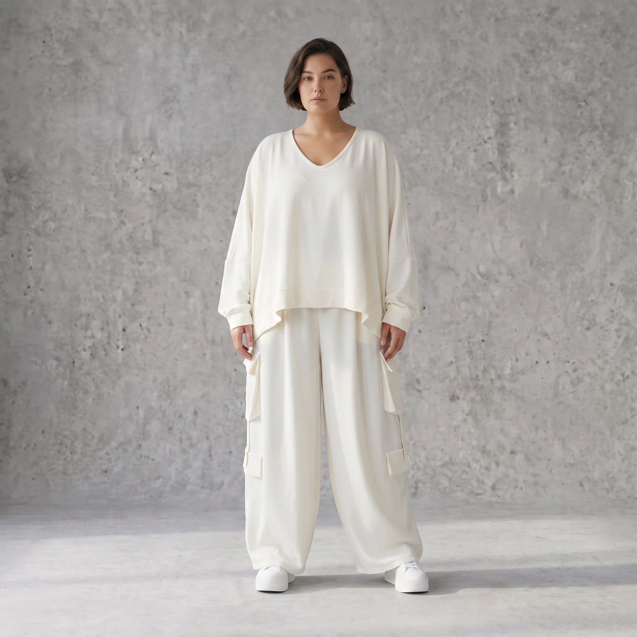 Creme Ballonhose Oversize Lagenlook leger ausgefallen luftig mit Leinenfeel zeitlos weich