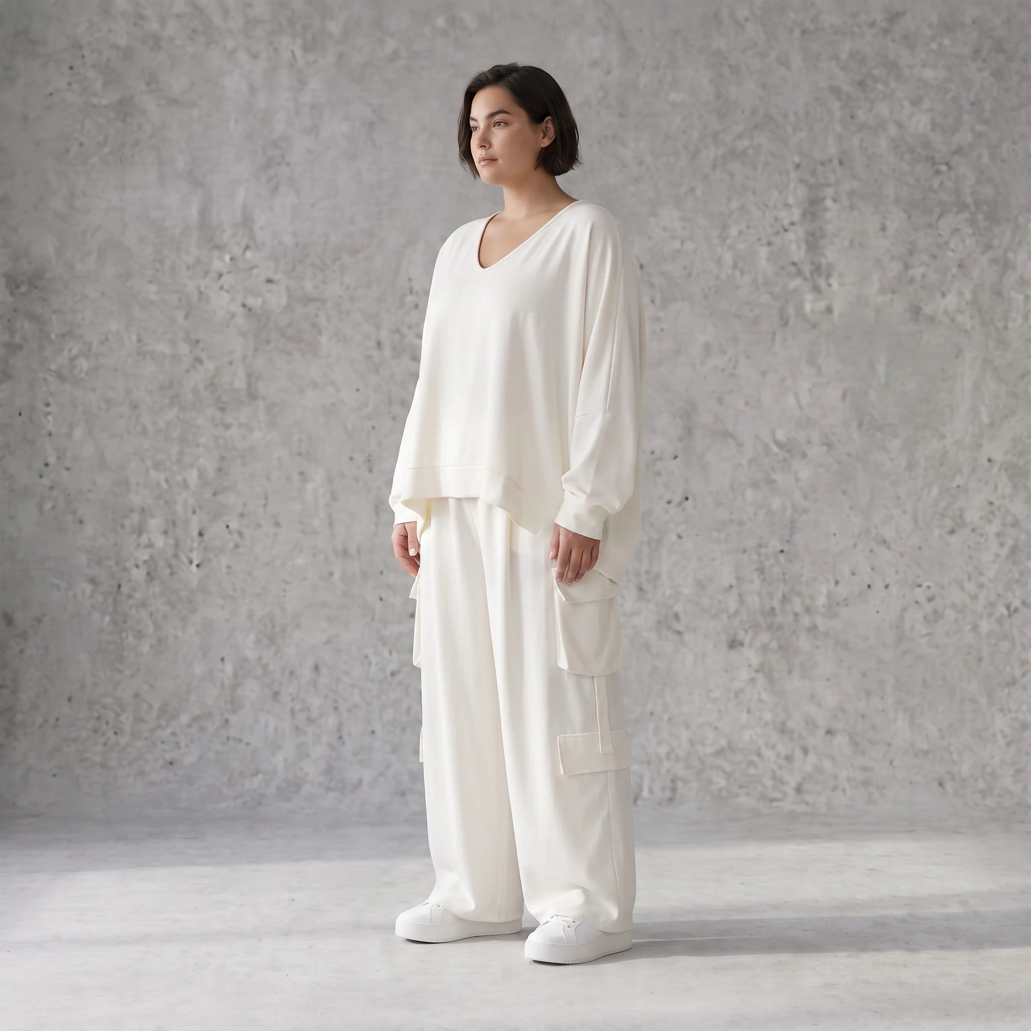 Creme Ballonhose Oversize Lagenlook leger ausgefallen luftig mit Leinenfeel zeitlos weich