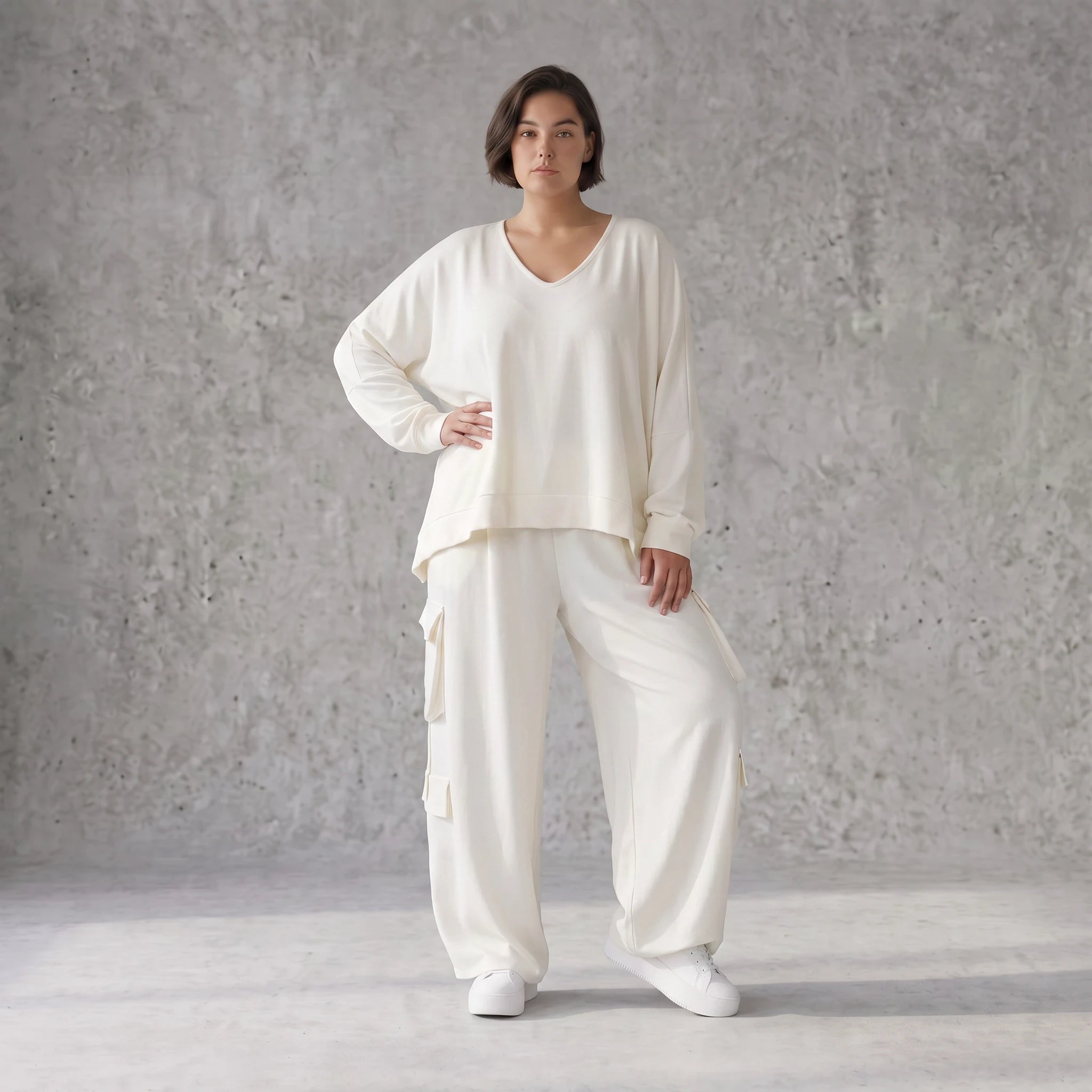 Creme Ballonhose Oversize Lagenlook leger ausgefallen luftig mit Leinenfeel zeitlos weich