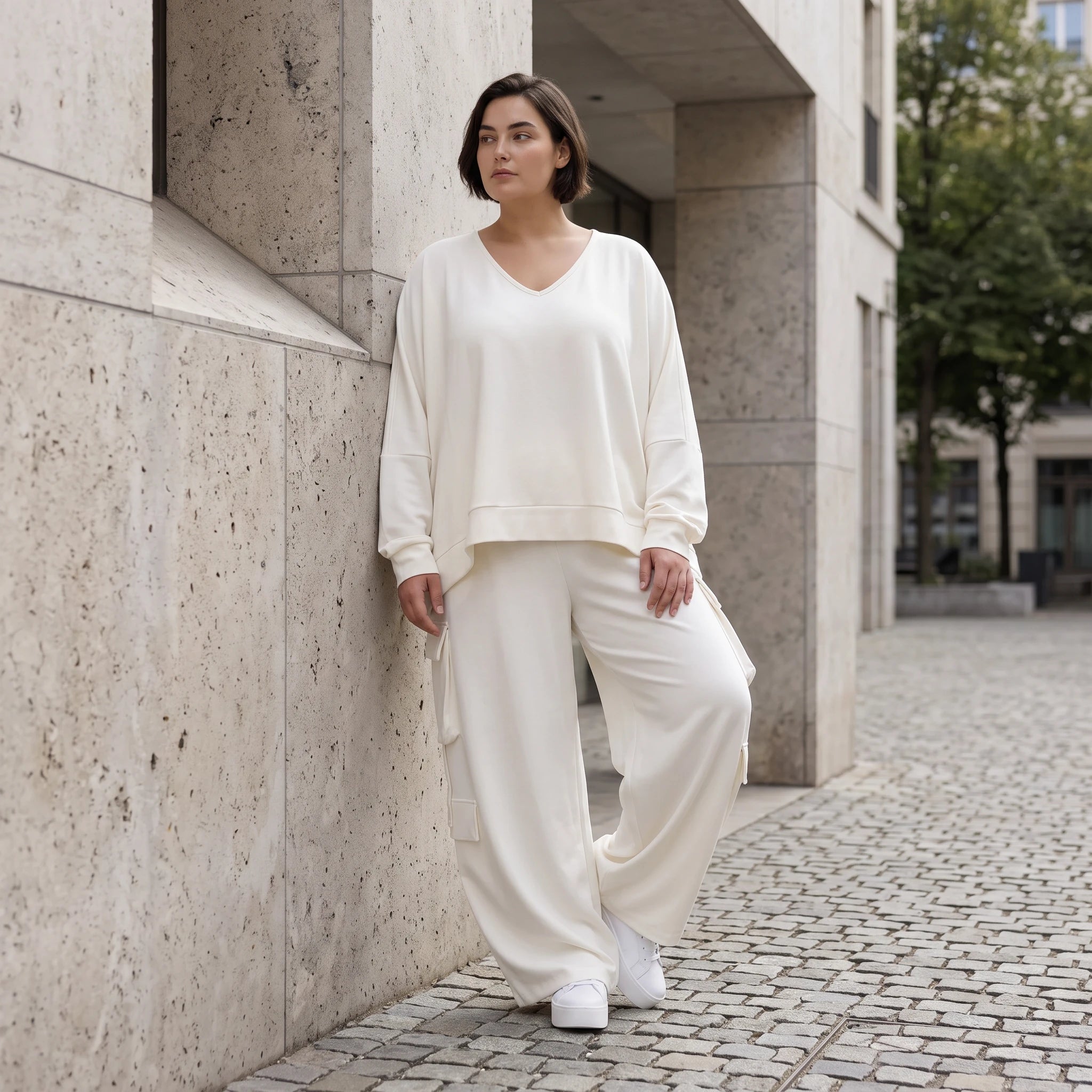 Creme Ballonhose Oversize Lagenlook leger ausgefallen luftig mit Leinenfeel zeitlos weich
