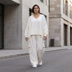 Creme Ballonhose Oversize Lagenlook leger ausgefallen luftig mit Leinenfeel zeitlos weich