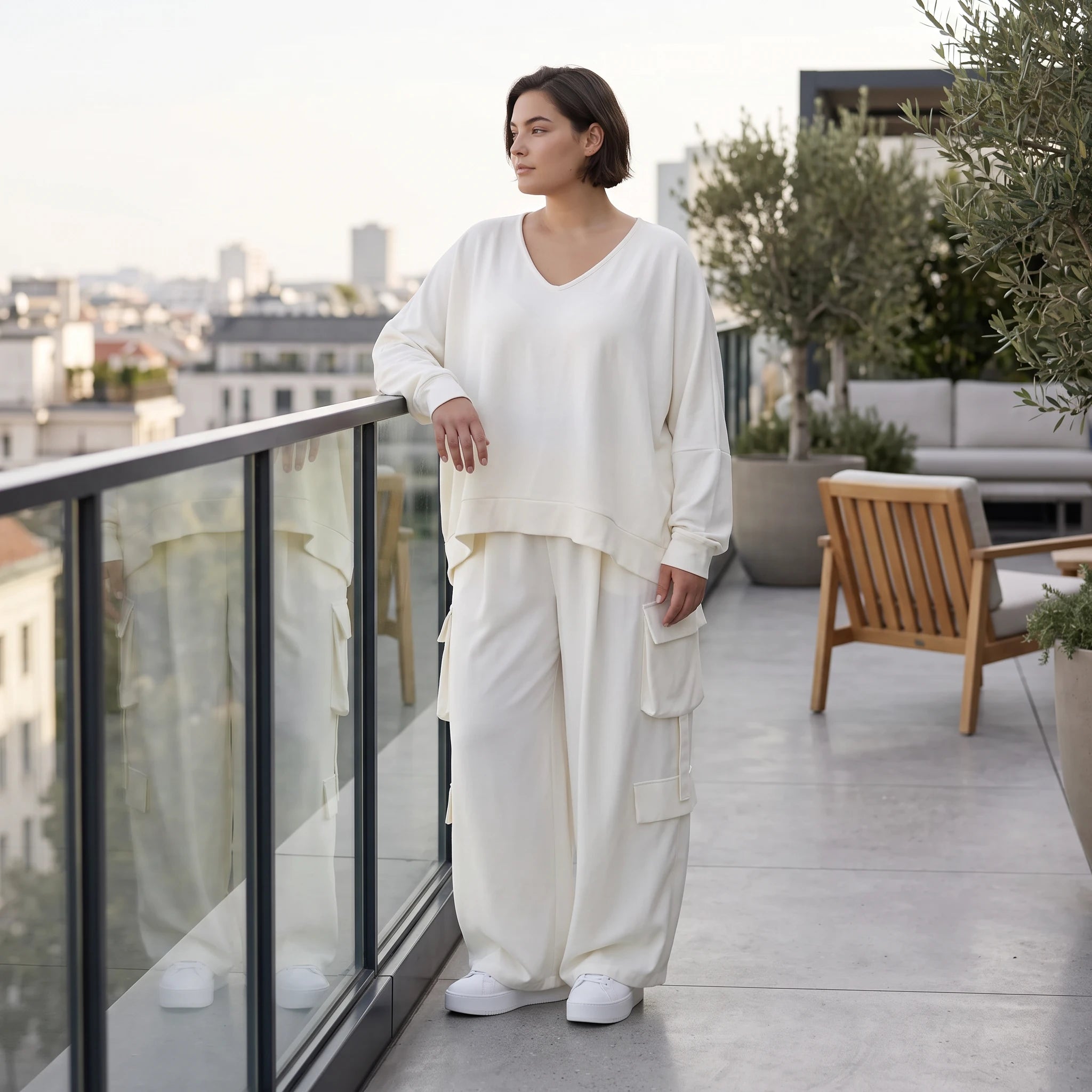Creme Ballonhose Oversize Lagenlook leger ausgefallen luftig mit Leinenfeel zeitlos weich