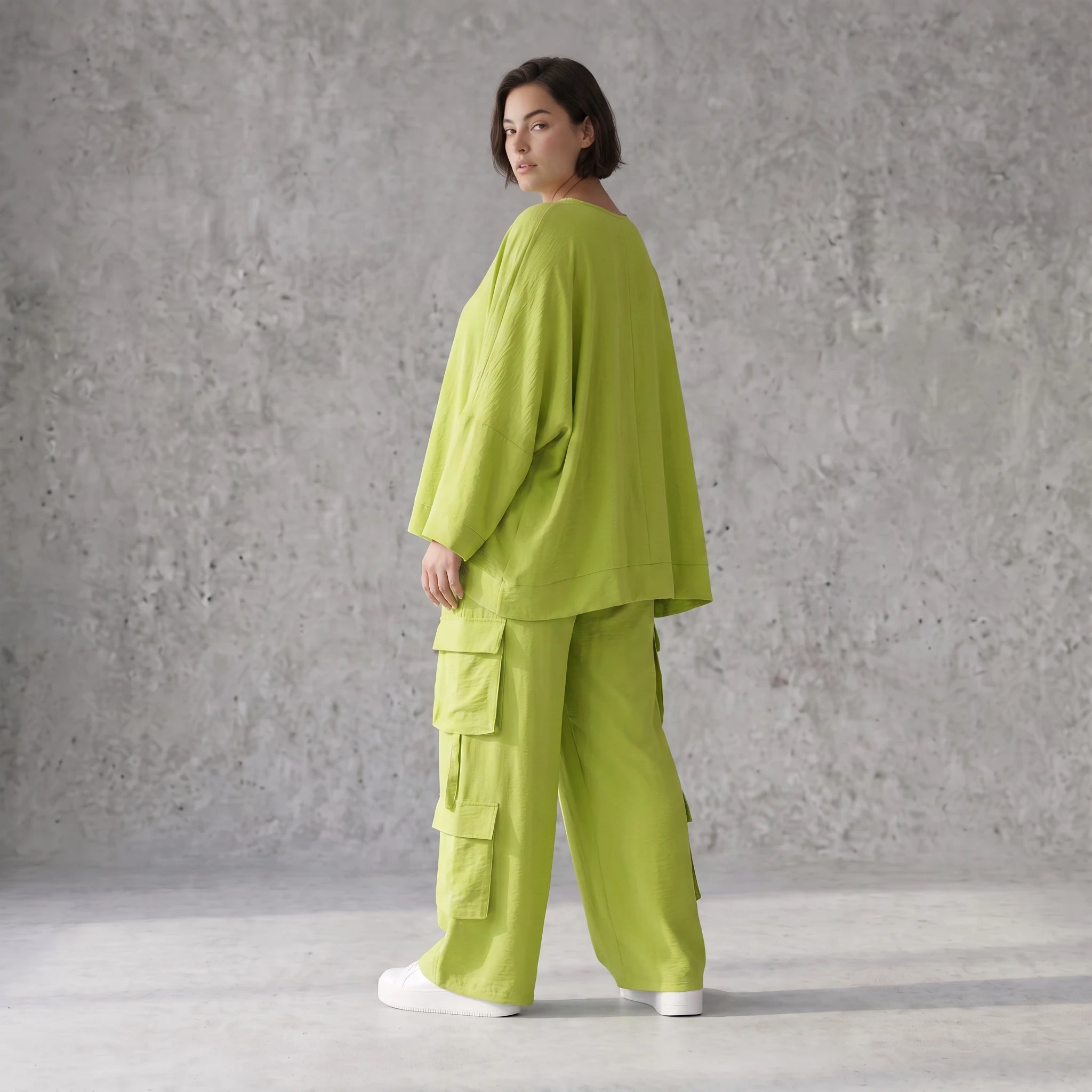 Apfelgrün Ballonhose im Lagenlook Oversize leger ausgefallen luftig zeitlos sommerlich