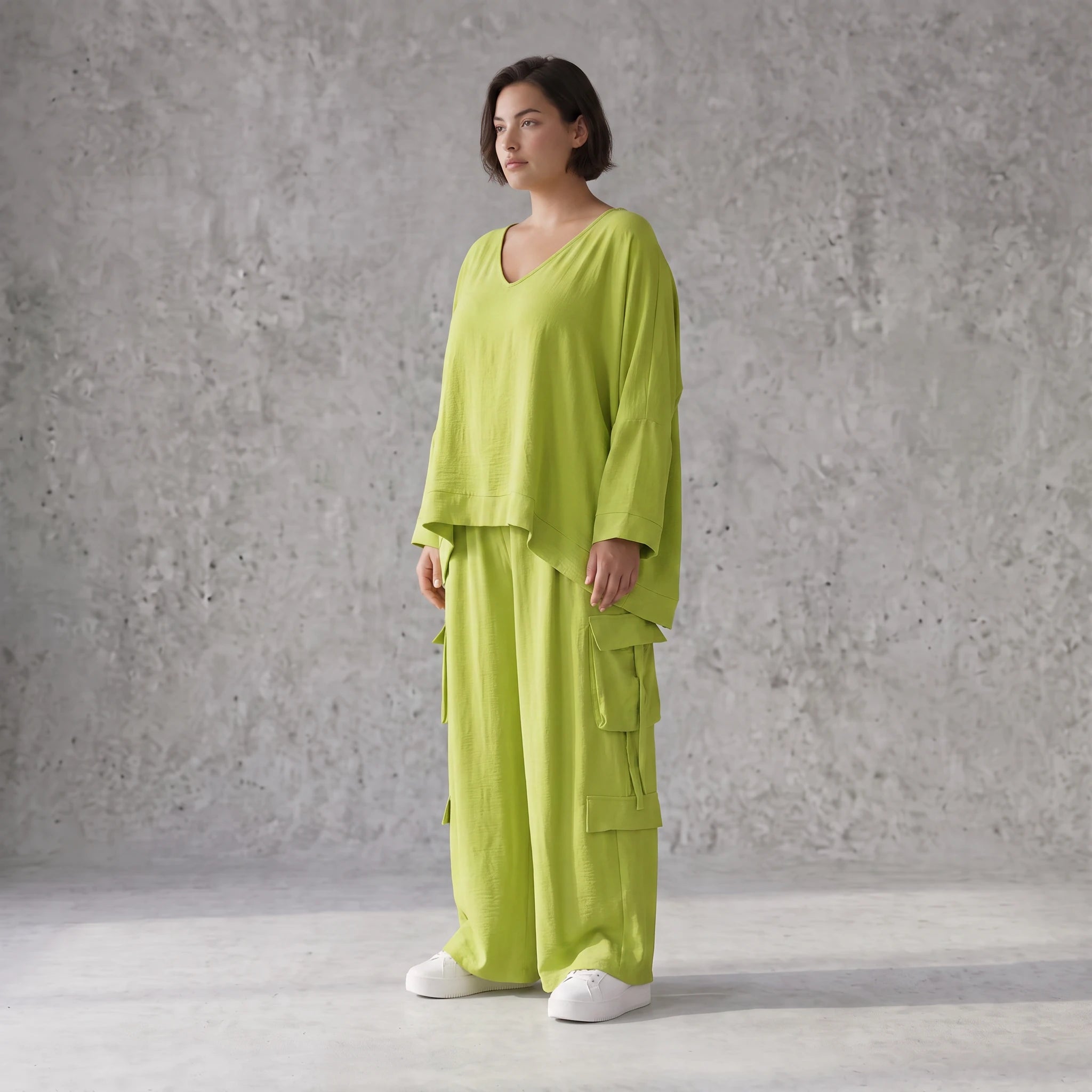 Apfelgrün Ballonhose im Lagenlook Oversize leger ausgefallen luftig zeitlos sommerlich