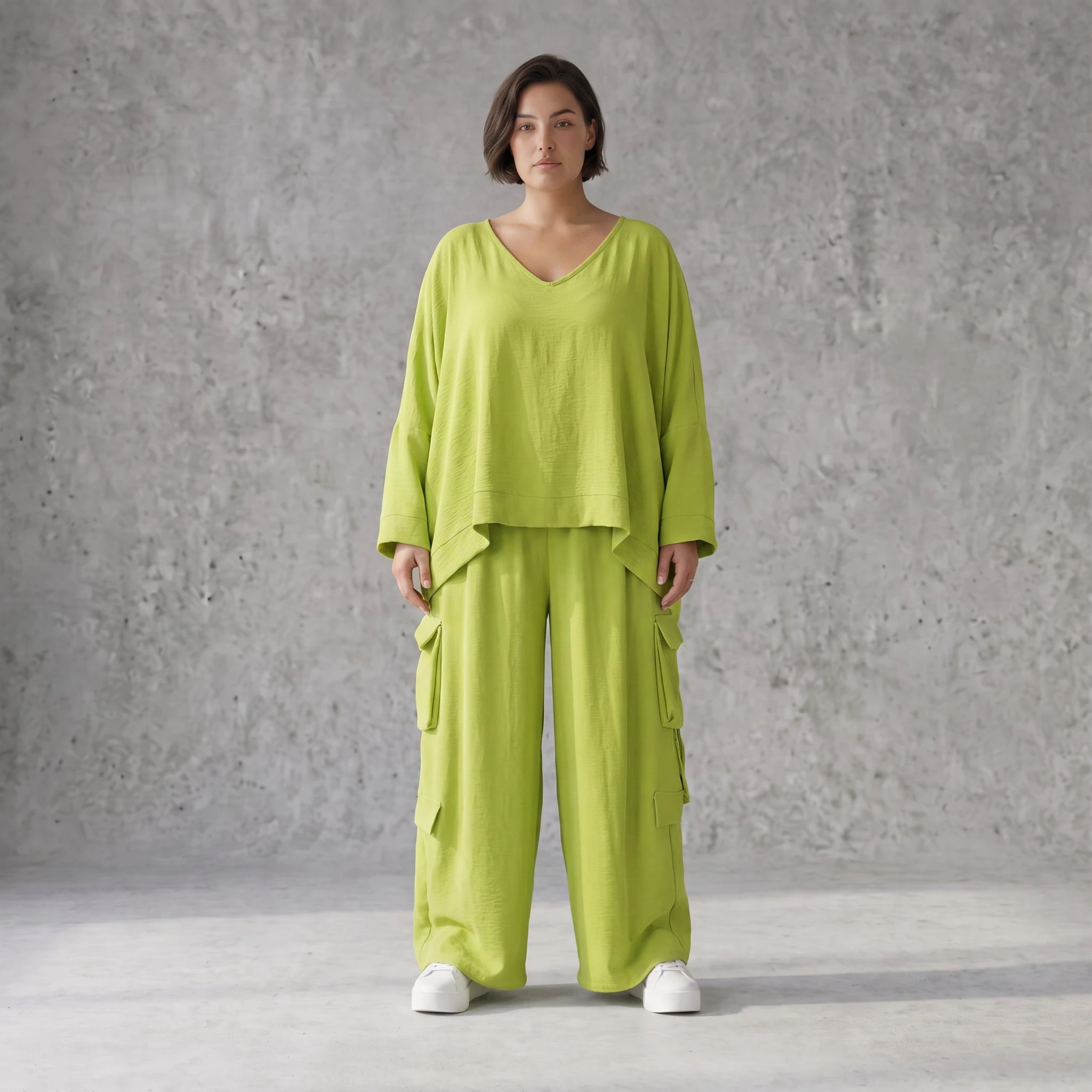Apfelgrün Ballonhose im Lagenlook Oversize leger ausgefallen luftig zeitlos sommerlich