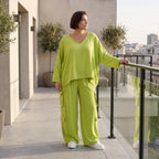 Apfelgrün Ballonhose im Lagenlook Oversize leger ausgefallen luftig zeitlos sommerlich