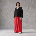 Fuchsia Ballonhose im Lagenlook Oversize leger ausgefallen mit Fransen Flügeltaschen cool