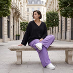 Flieder Ballonhose im Lagenlook Oversize leger zeitlos mit Leinenmix Knitteroptik leicht