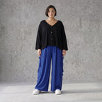 Fliessende Lagenlook Ballonhose in Royalblau leger Oversize ausgefallen zeitlos soft sehr