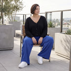 Fliessende Lagenlook Ballonhose in Royalblau leger Oversize ausgefallen zeitlos soft sehr