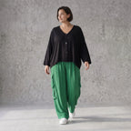 Ausgefallene Ballonhose Smaragdgrün im legeren Lagenlook Oversize leicht und zeitlos