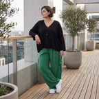 Ausgefallene Ballonhose Smaragdgrün im legeren Lagenlook Oversize leicht und zeitlos