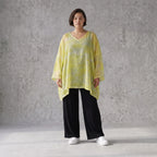 Gelb Grau Oversize Shirt im Lagenlook weich fliessend locker ausgefallen modern zeitlos