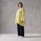 Gelb Grau Oversize Shirt im Lagenlook weich fliessend locker ausgefallen modern zeitlos